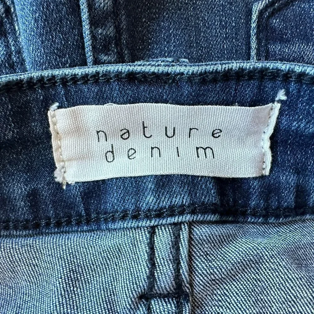 Nature Denim Distressed Cut-Off Fitted Denim Jean Shorts Womens Medium
